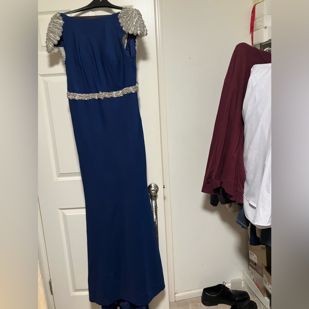 Tarik ediz blue beaded gown size 14